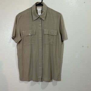 Christie & Jill 100% silk taupe colored blouse.    Size Medium.